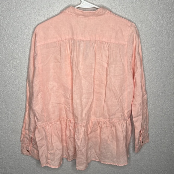 Holding Horses Anthropologie Linen Peplum Top Size M - Picture 4 of 9